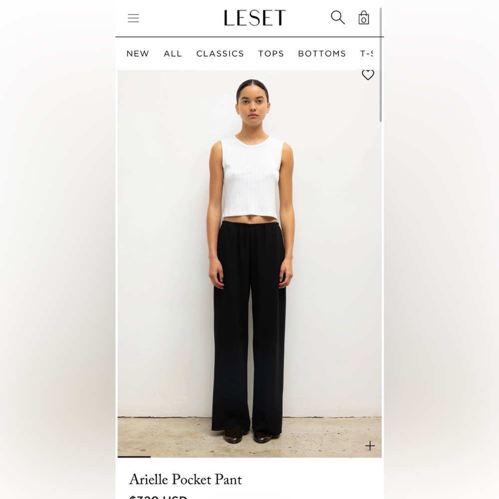 LESET Arielle Pocket Pant Japanese Crepe Black Pinstripe S
